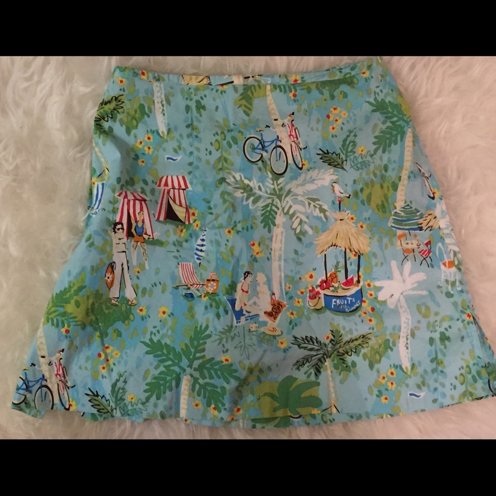 LARRY LEVINE CABANA PRINT SKIRT
